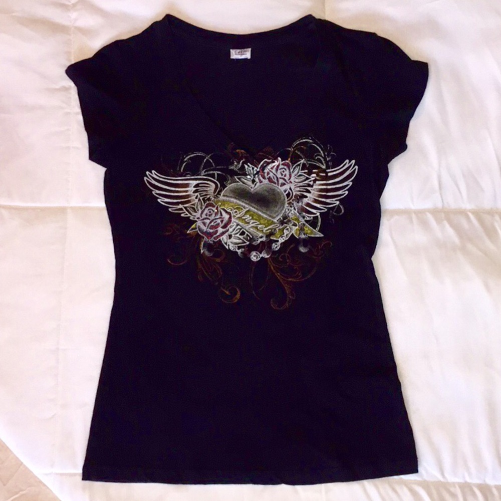 Angel Heart & Wings Graphic Tee Shirt